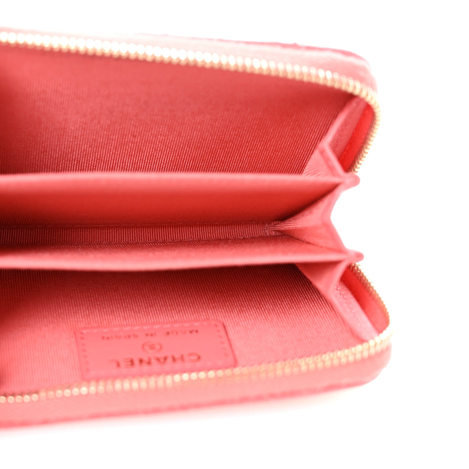 Chanel Metallic Caviar Quilted Zip Coin Purse Pink 5 of 10