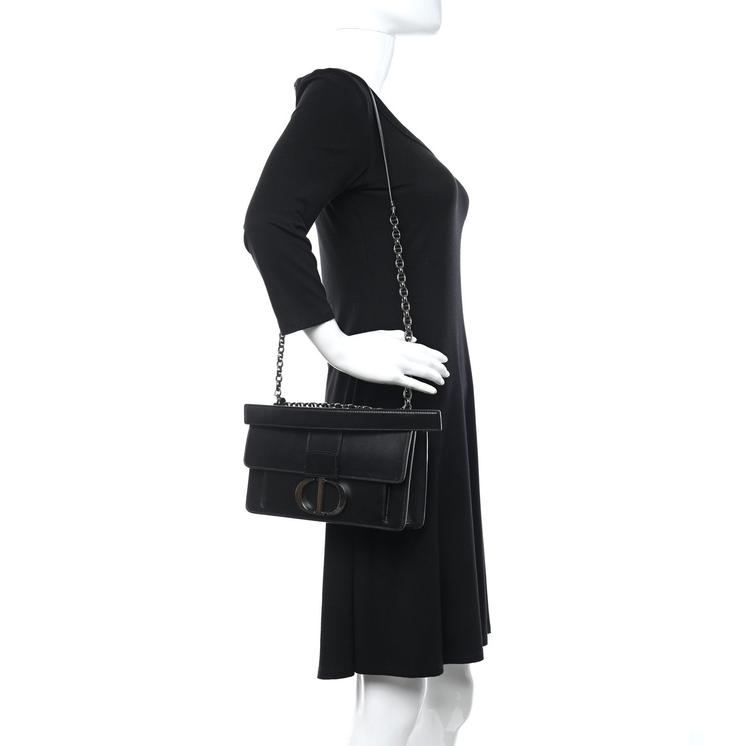 Christian Dior Calfskin 30 Montaigne Chain Flap Bag Black 2 of 11