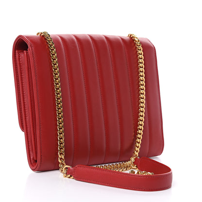 Saint Laurent Lambskin Matelasse Monogram Vicky Chain Wallet Rouge Eros 3 of 7