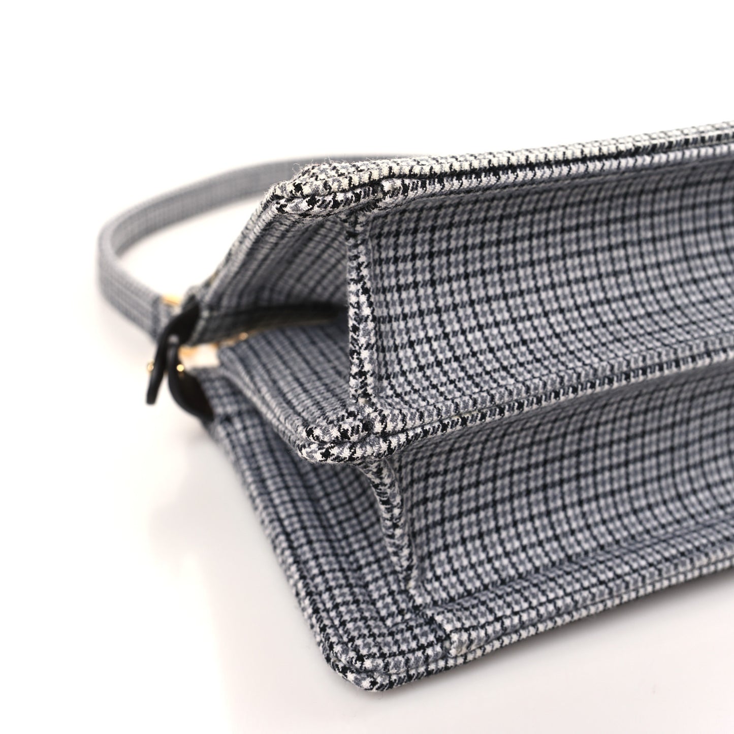 Wool Fabric Jacquard Cuoio Small Houndstooth FF 1974 Petite Peekaboo I SEE U Satchel Grigio Anthracite