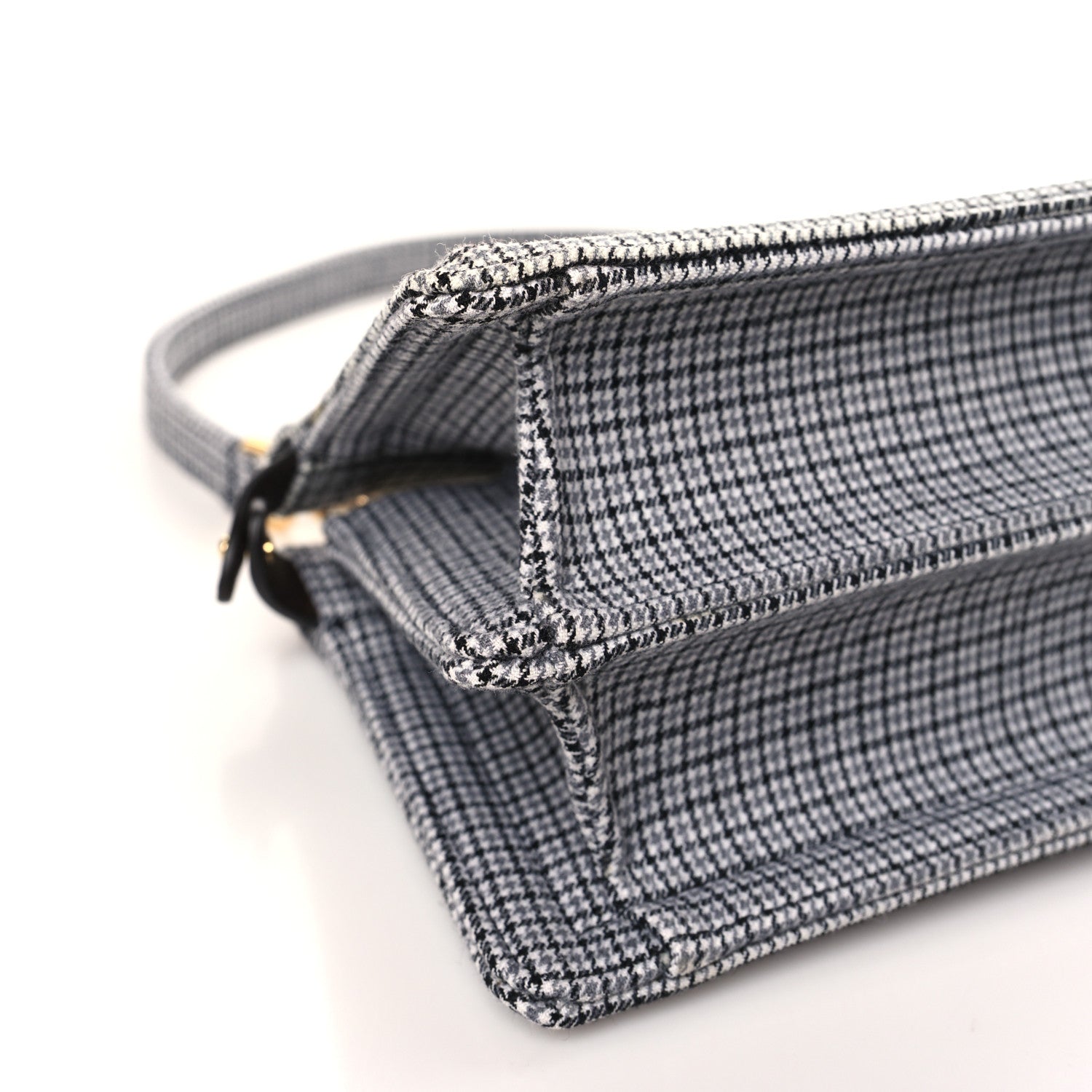 Fendi Wool Fabric Jacquard Cuoio Small Houndstooth FF 1974 Petite Peekaboo I SEE U Satchel Grigio Anthracite 6 of 7