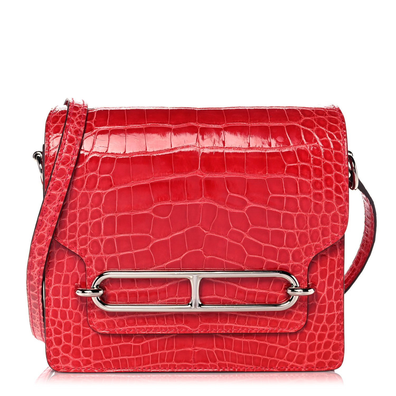 Hermes Shiny Alligator Mini Sac Roulis Bougainvillea 1 of 16