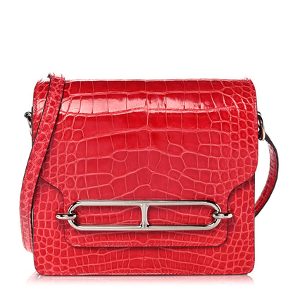 Hermes Shiny Alligator Mini Sac Roulis Bougainvillea 1 of 16