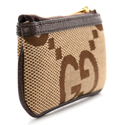 Gucci Monogram Jumbo GG Textured Dollar Calfskin Ophidia Key Case Camel Ebony New Acero 3 of 8