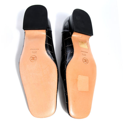 Chanel Perforated Leather Diamond Loafers 37.5 Black 5 of 7