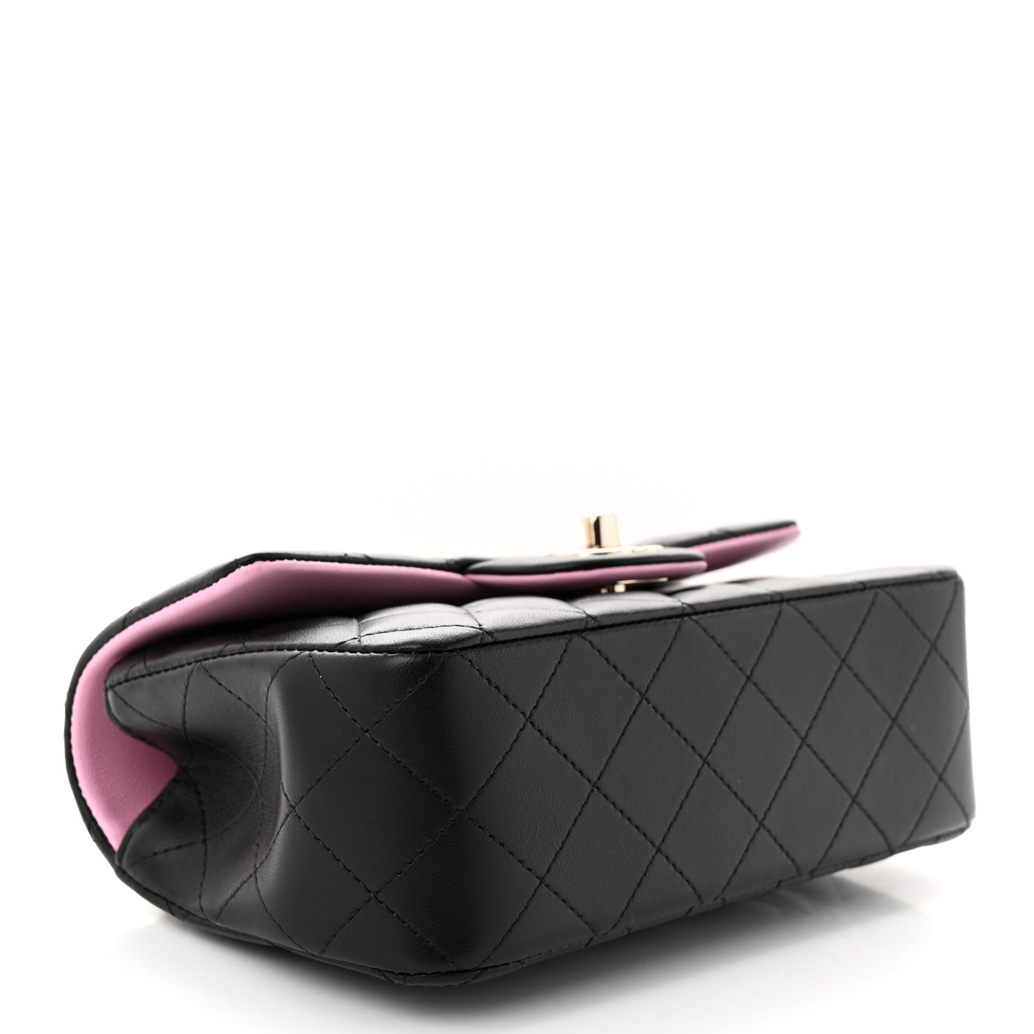 Chanel Lambskin Quilted Bi-Color Mini Top Handle Rectangular Flap Black Lilac 4 of 11