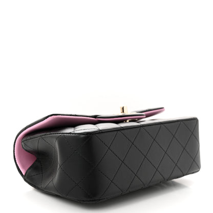 Chanel Lambskin Quilted Bi-Color Mini Top Handle Rectangular Flap Black Lilac 4 of 11
