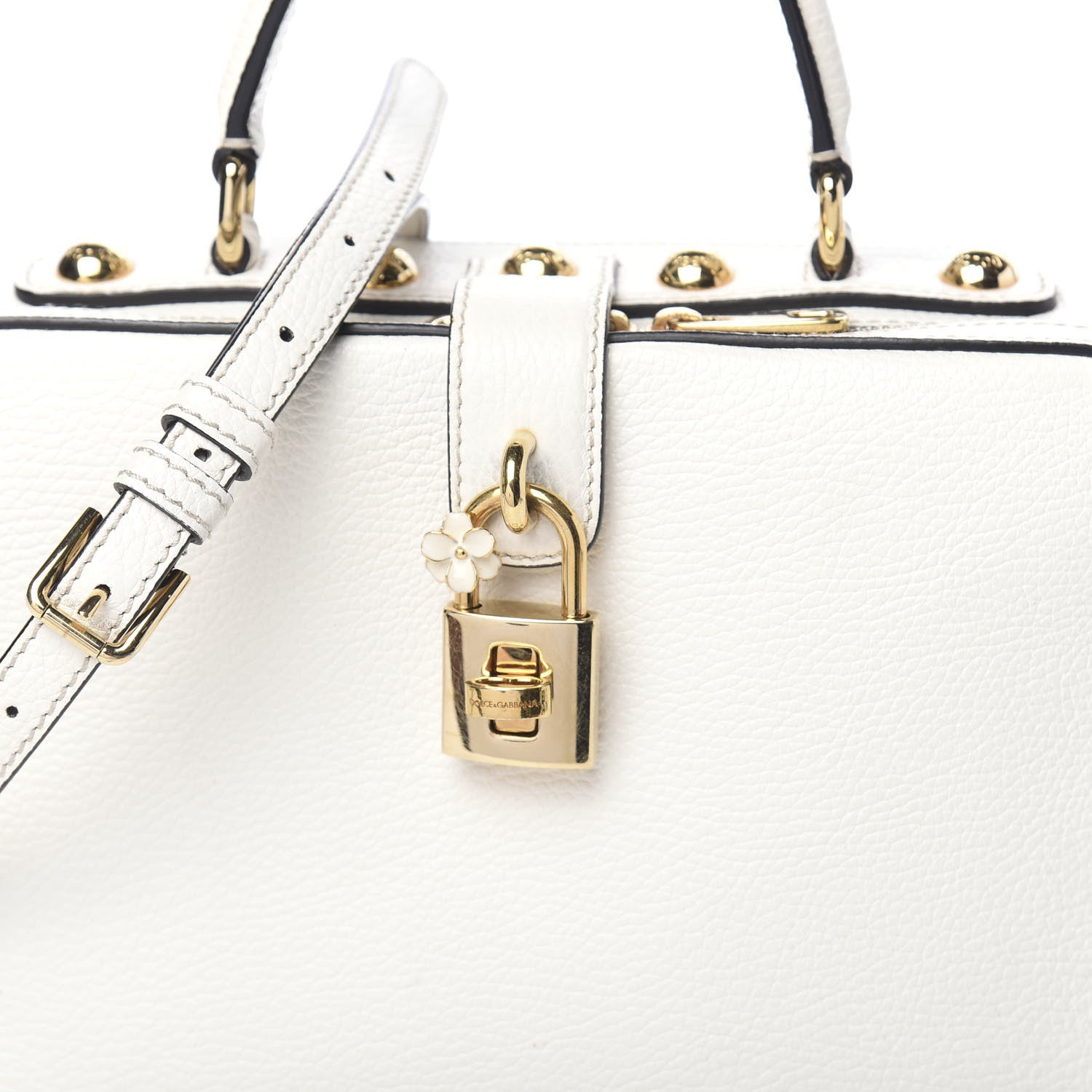 Dolce & Gabbana Drummed Calfskin Rosaria Shoulder Bag White 12 of 14