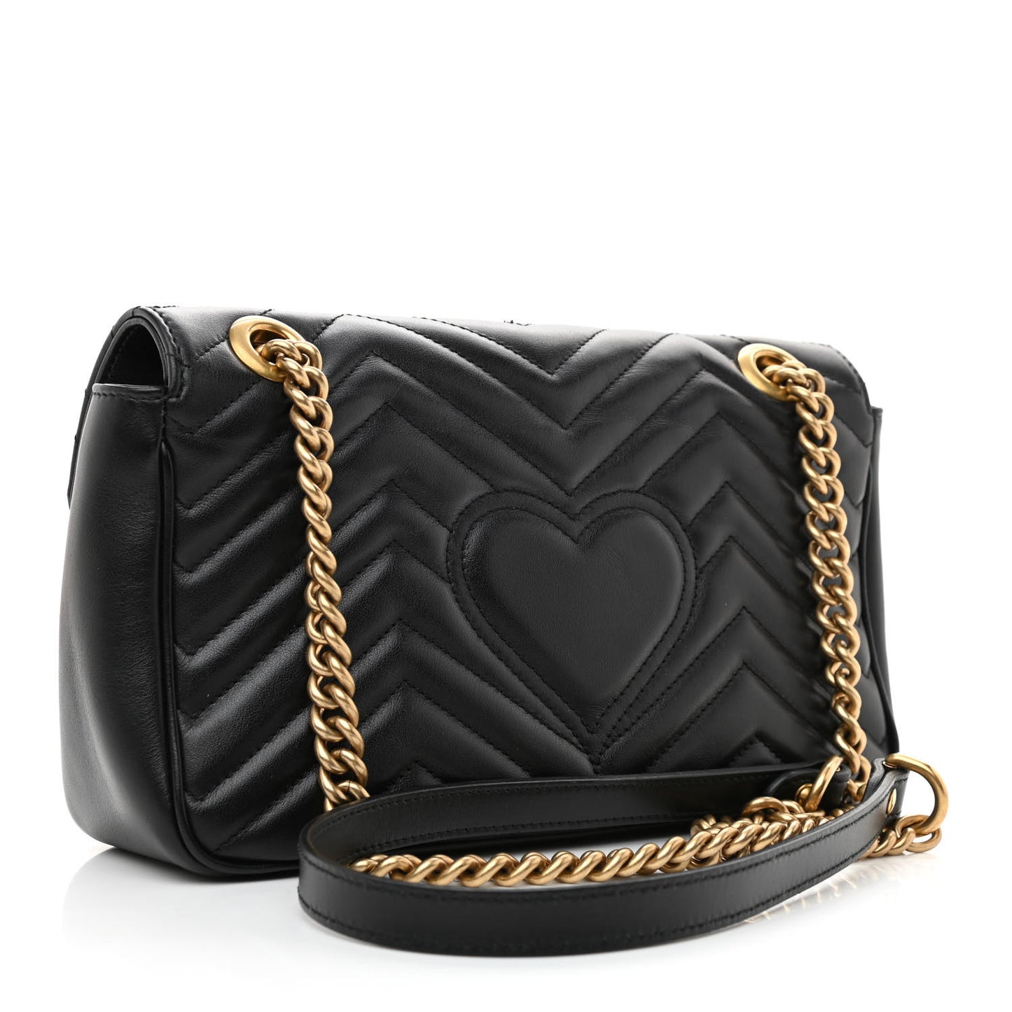 Calfskin Matelasse Small GG Marmont Shoulder Bag Black