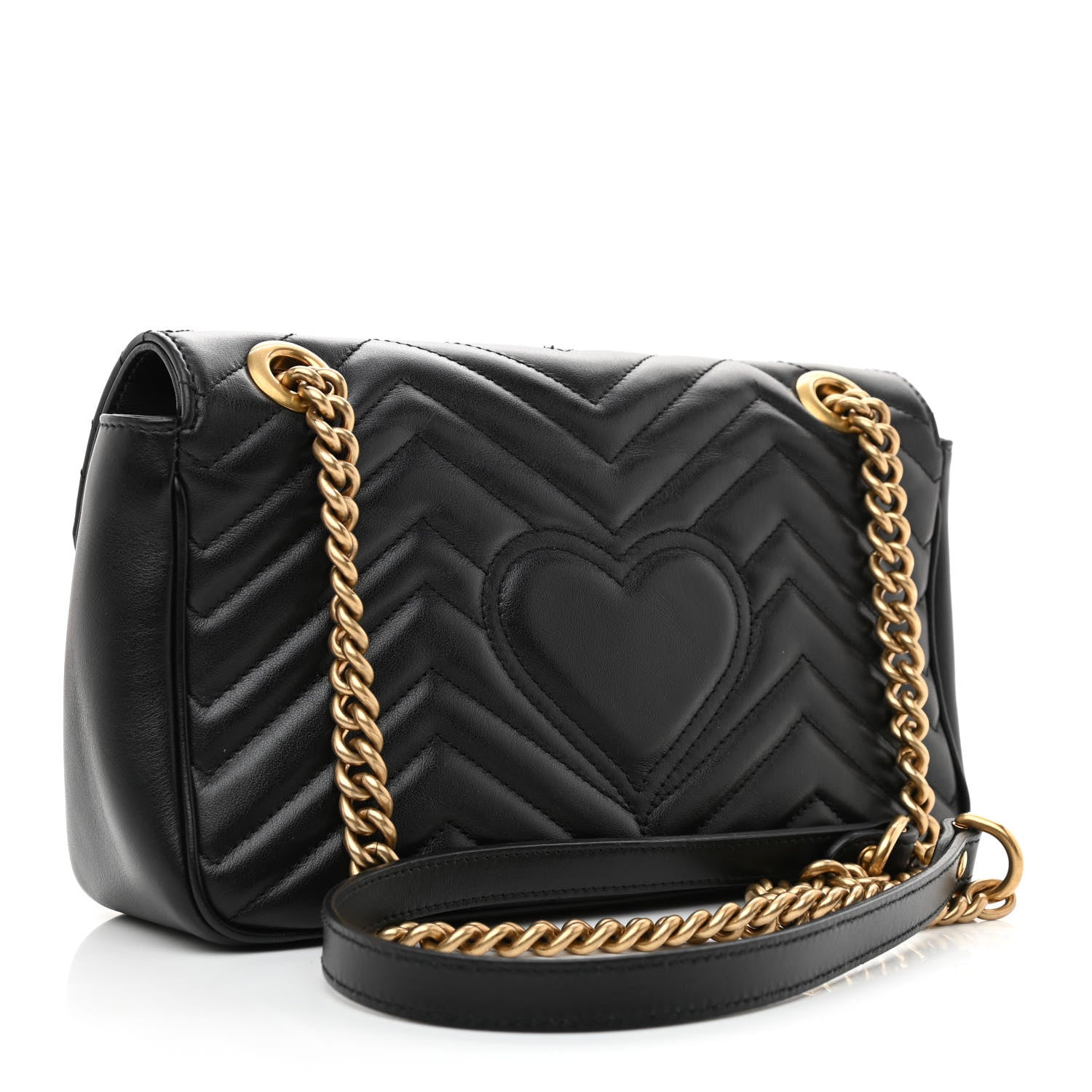 Gucci Calfskin Matelasse Small GG Marmont Shoulder Bag Black 2 of 7