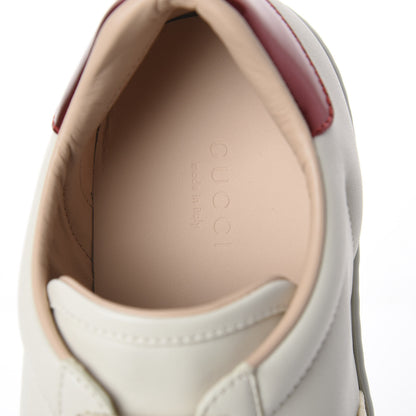 Gucci Calfskin Stripe Womens New Ace Sneakers 38 New Mystic White Ecru Red Flame 5 of 7