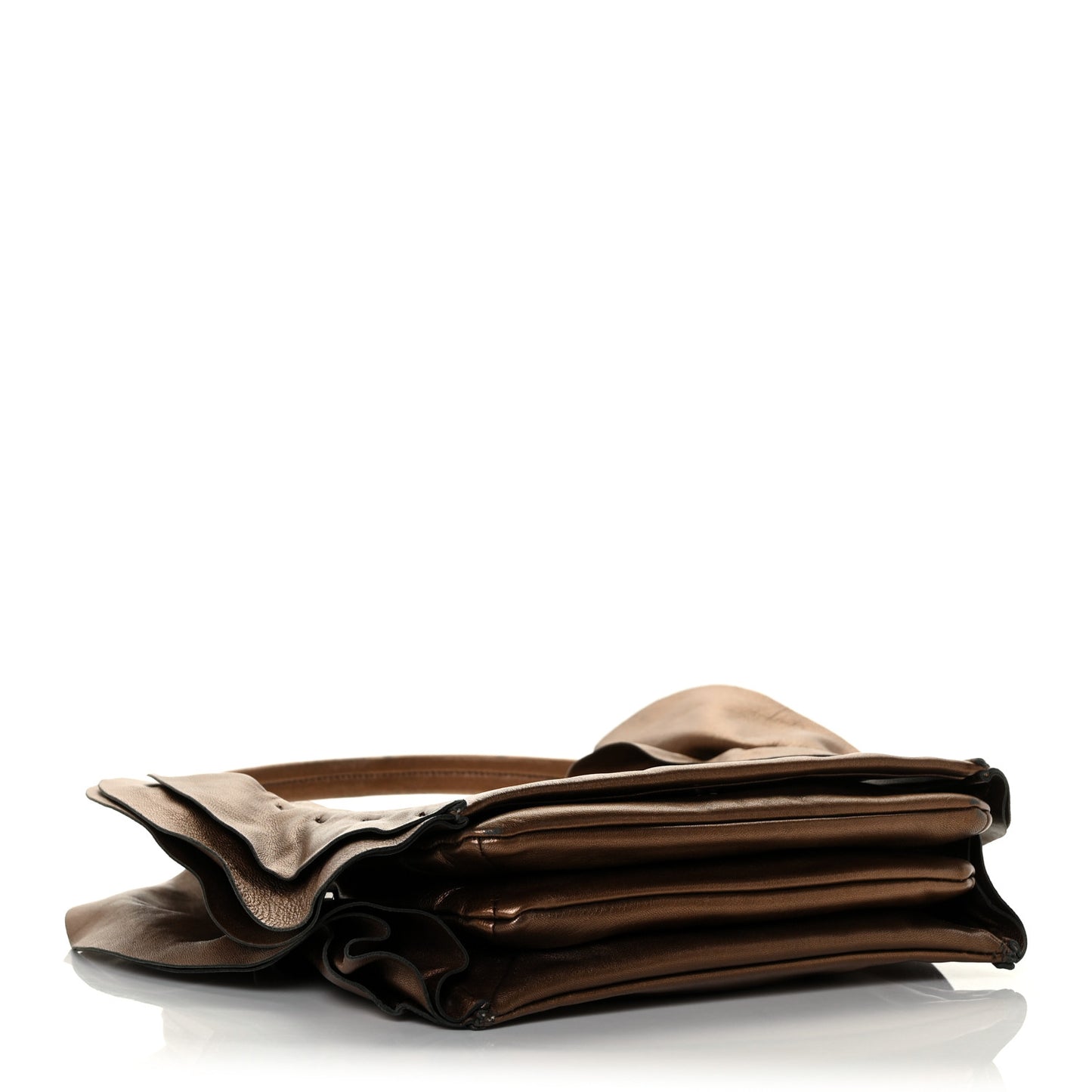 Metallic Nappa Ruffle Shoulder Bag Rovere Mordore