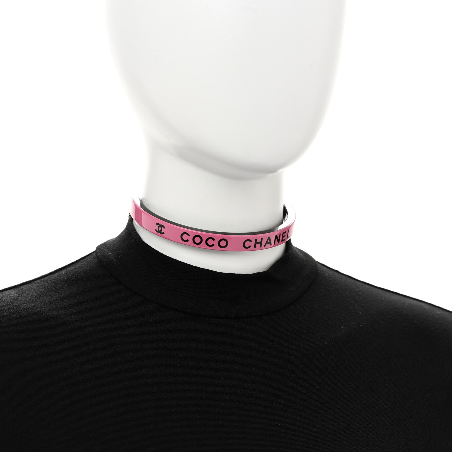 Chanel Resin Logo Choker Pink Black 2 of 7