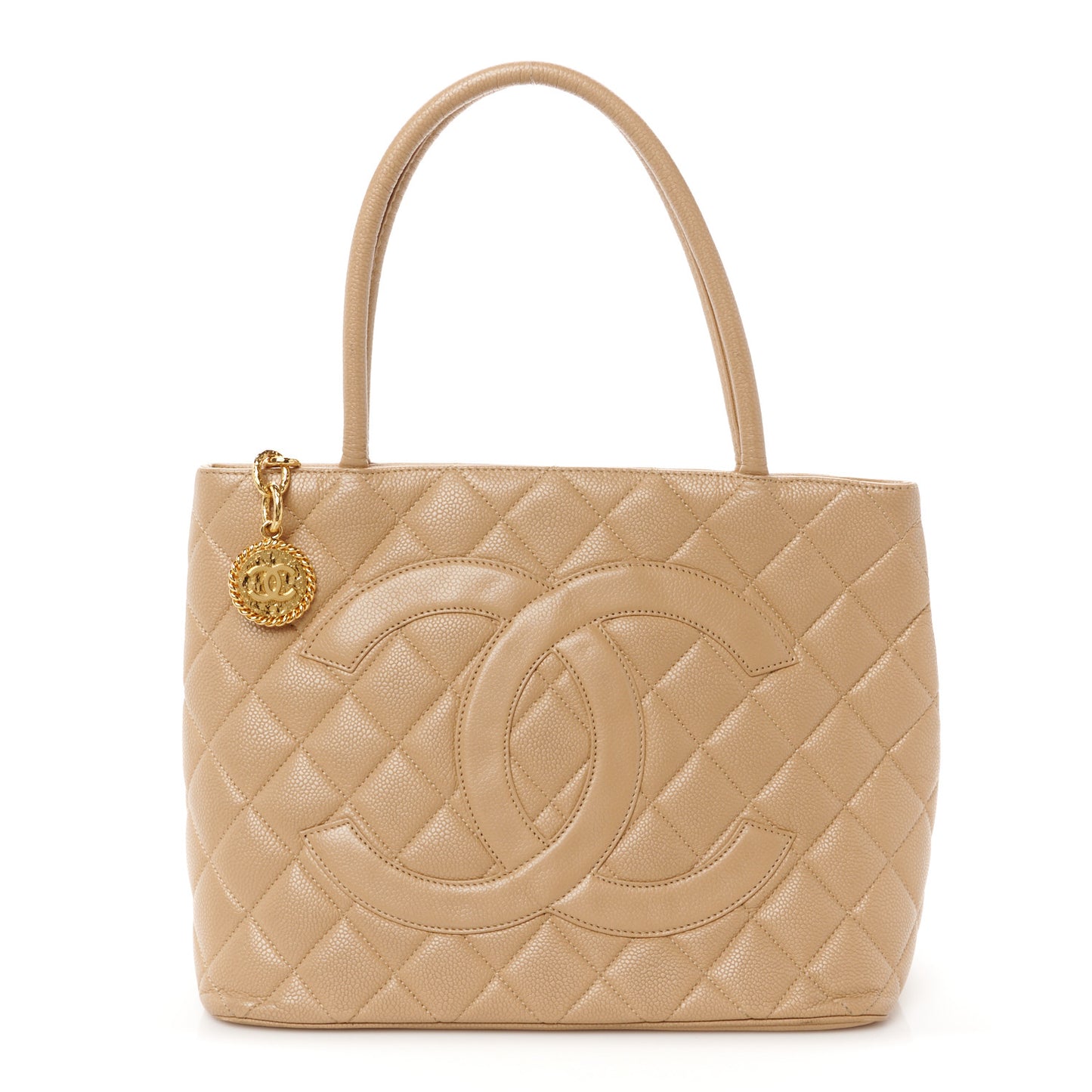 Caviar Quilted Medallion Tote Beige
