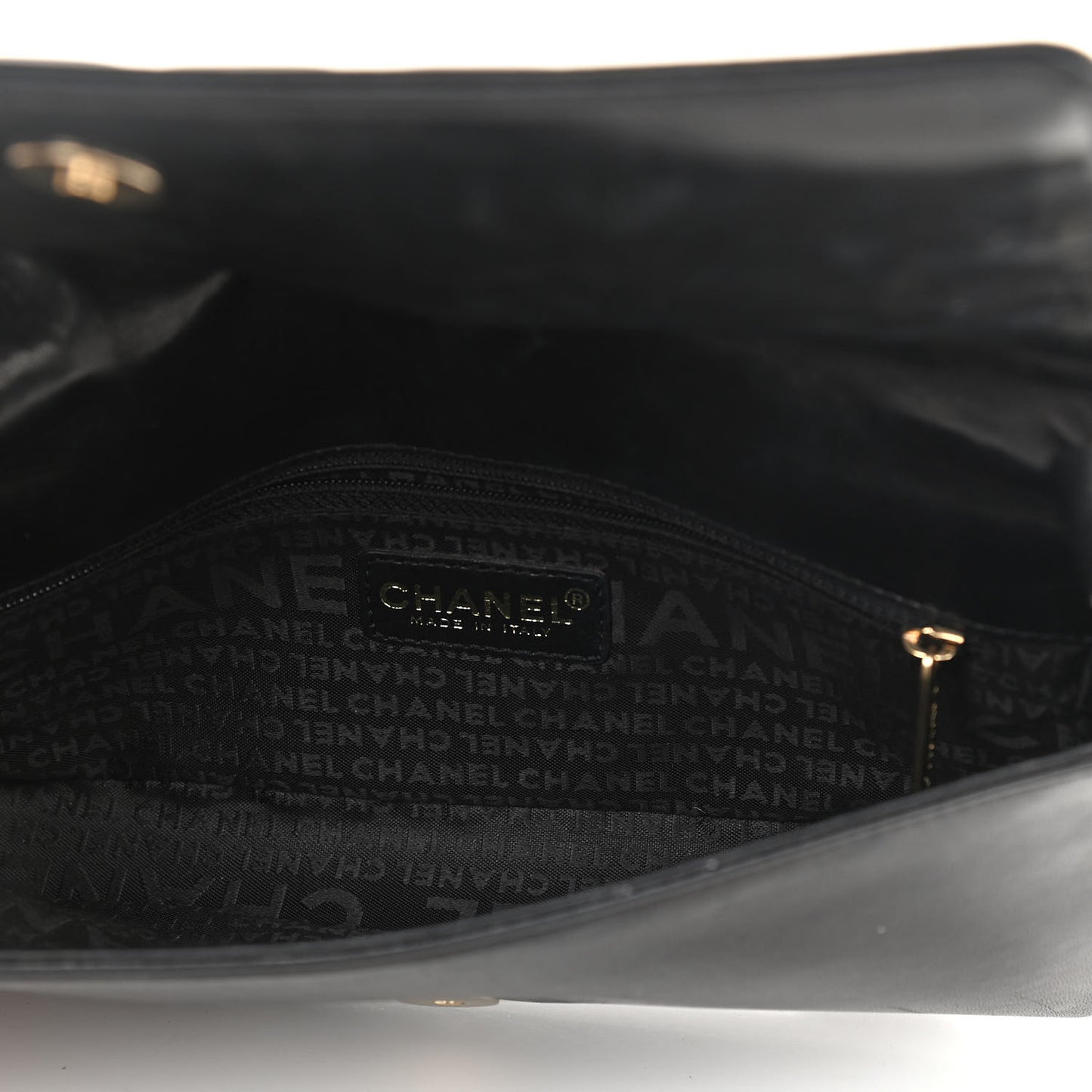 Lambskin Quilted CC Chocolate Bar Flap Black