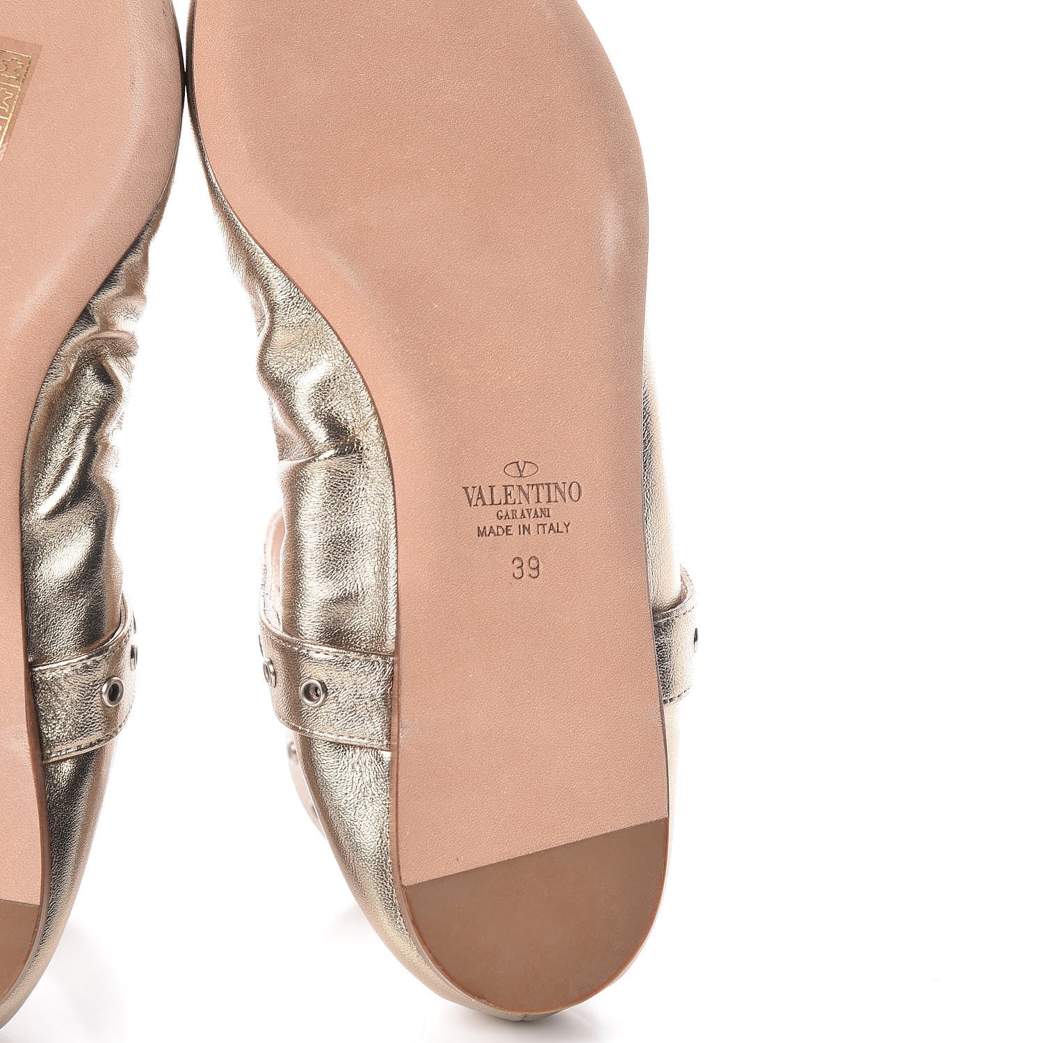 Valentino Garavani Metallic Nappa Love Latch Ballerina Flats 39 Skin 6 of 10