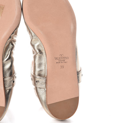 Valentino Garavani Metallic Nappa Love Latch Ballerina Flats 39 Skin 6 of 10