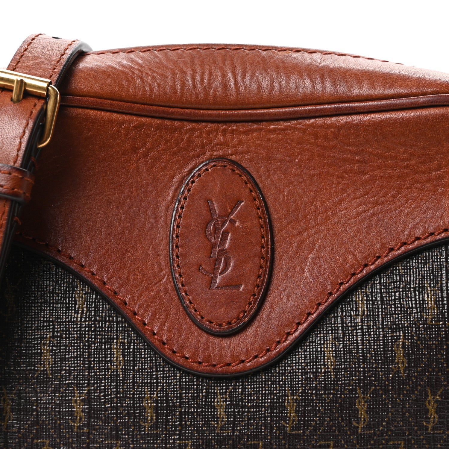Saint Laurent Canvas Smooth Calfskin Le Monogramme Coeur Crossbody Chestnut 8 of 10