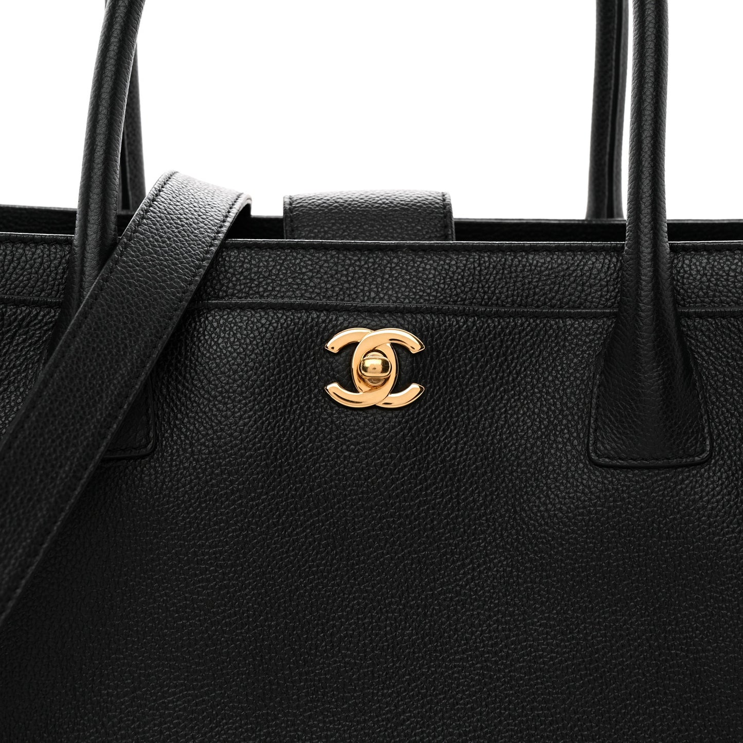 Calfskin Cerf Executive Shopper Tote Black
