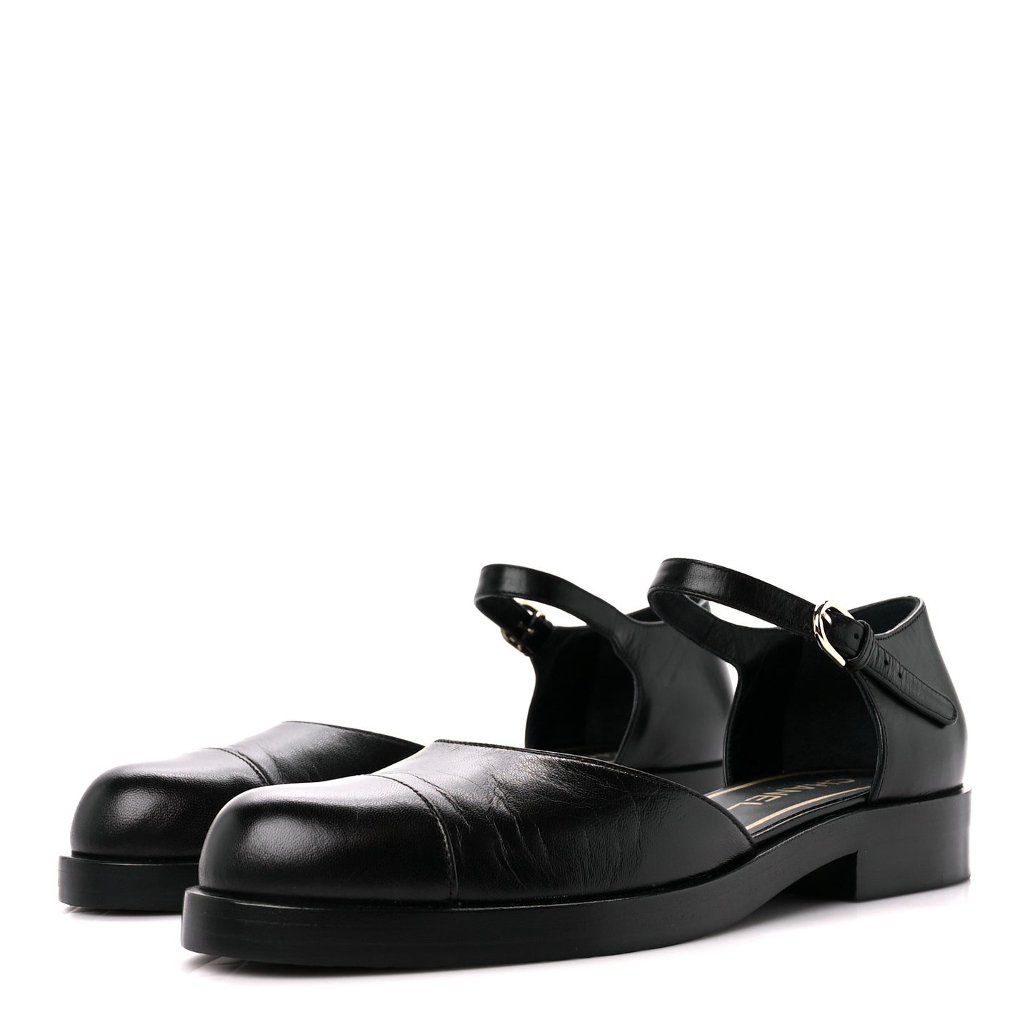 Shiny Goatskin Mary Jane Flats 40 Black