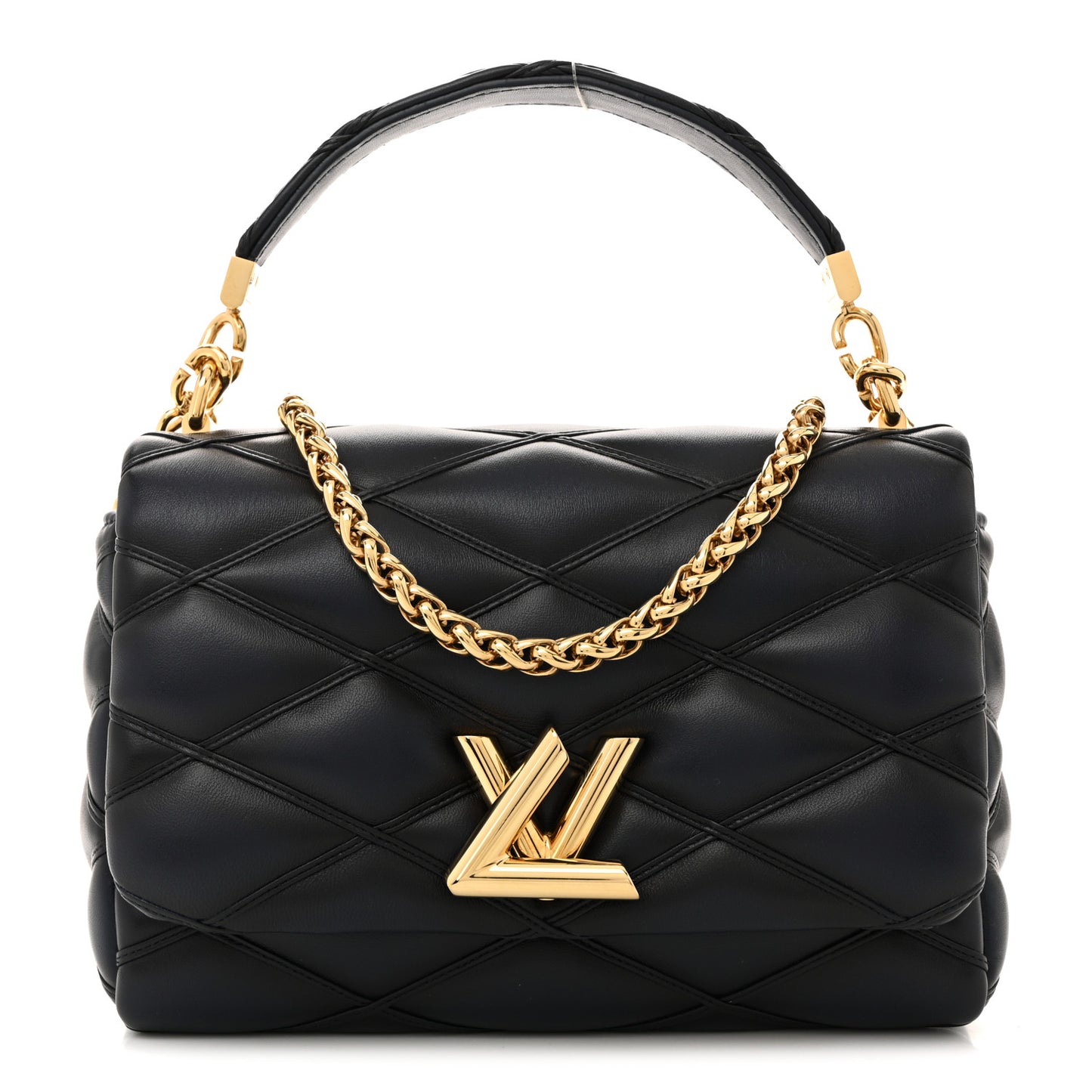 Lambskin Malletage Top Handle GO-14 MM Bleu Marine