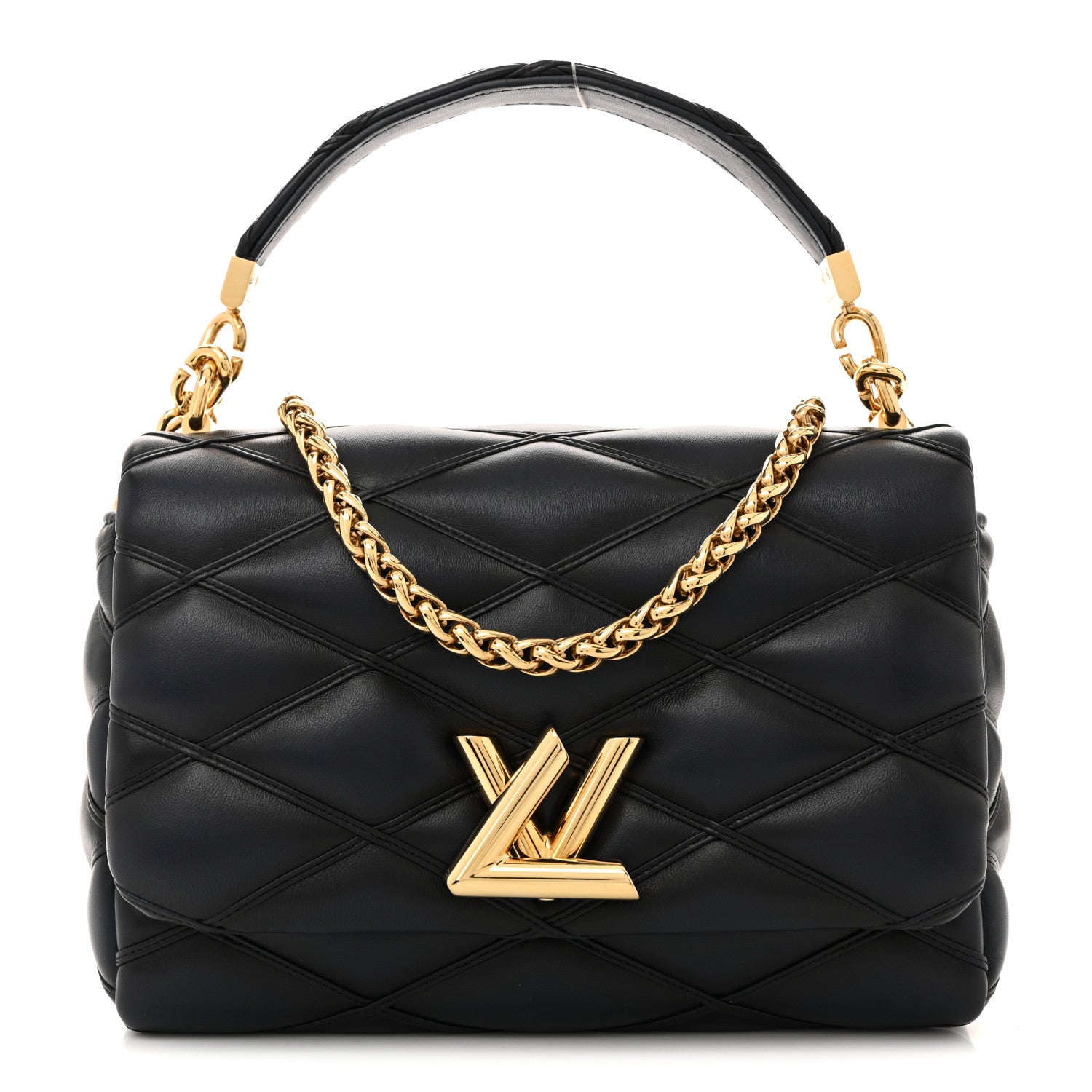 Louis Vuitton Lambskin Malletage Top Handle GO-14 MM Bleu Marine 1 of 12