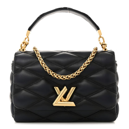 Louis Vuitton Lambskin Malletage Top Handle GO-14 MM Bleu Marine 1 of 12