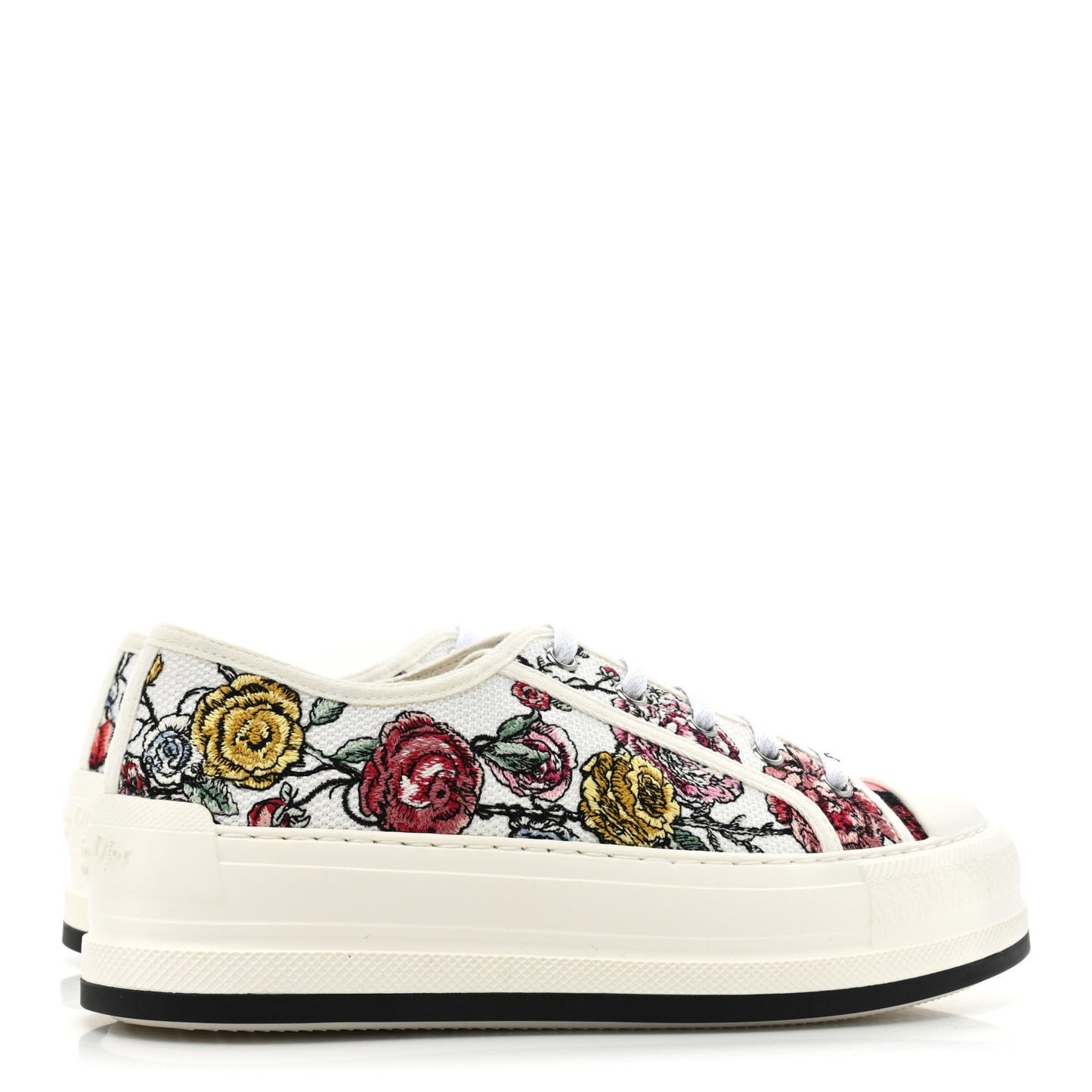 Canvas Jardin Botanique Embroidered Womens Walk'N'Dior Low Top Sneakers 37 White Multicolor