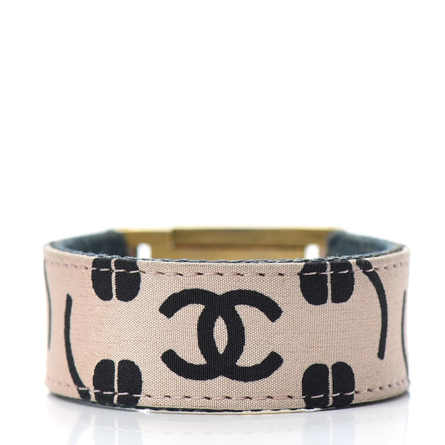 Chanel Denim Canvas CC Bracelet Beige Black 3 of 4