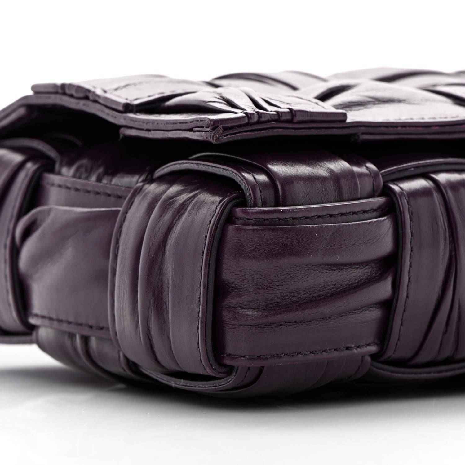 Bottega Veneta Calfskin Intreccio Plisse Cassette Crossbody Bag Dark Mystic 8 of 12