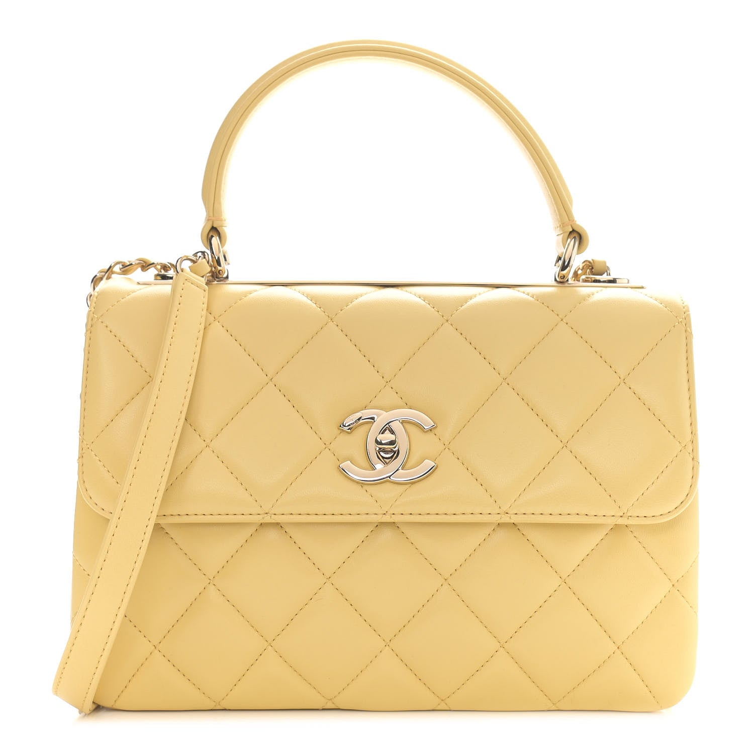 Chanel Lambskin Quilted Small Trendy CC Flap Dual Handle Bag Yellow 1 of 10