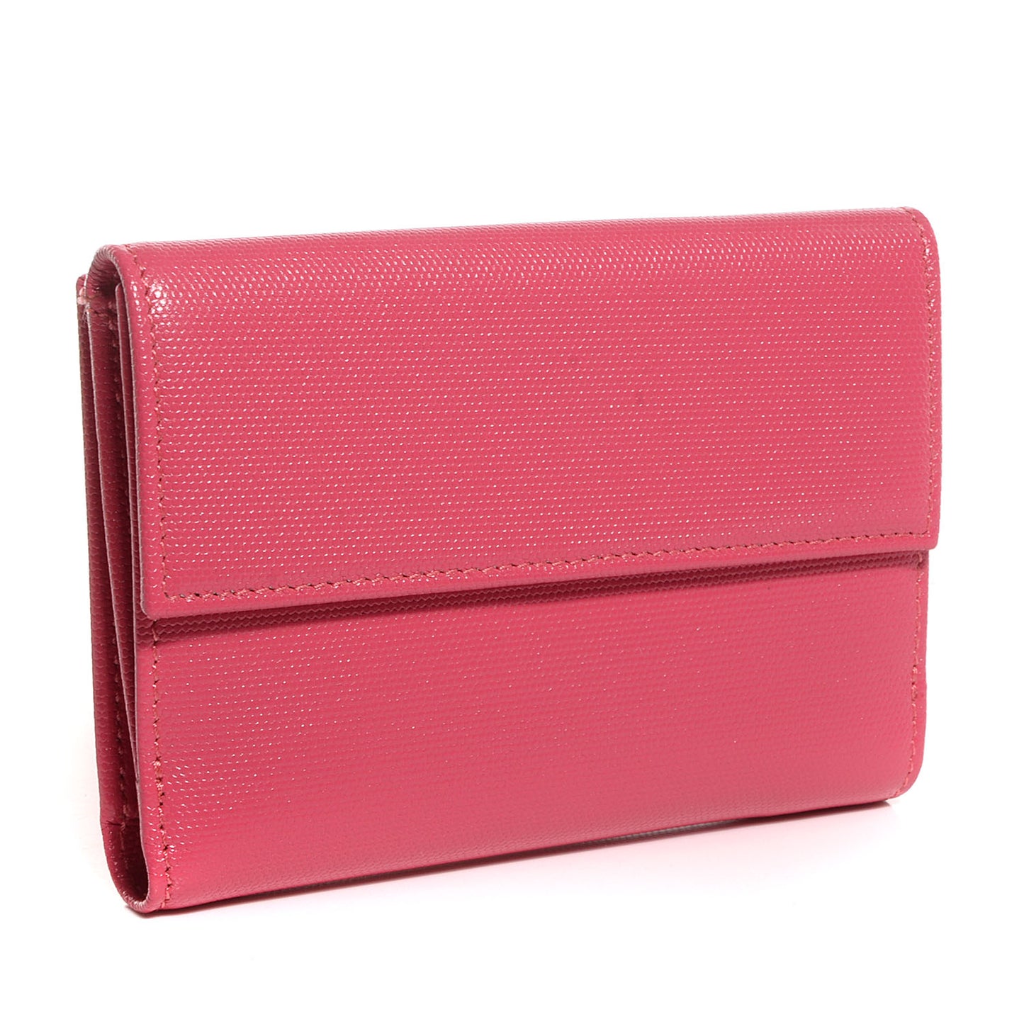 Textured Calfskin French Wallet Pink