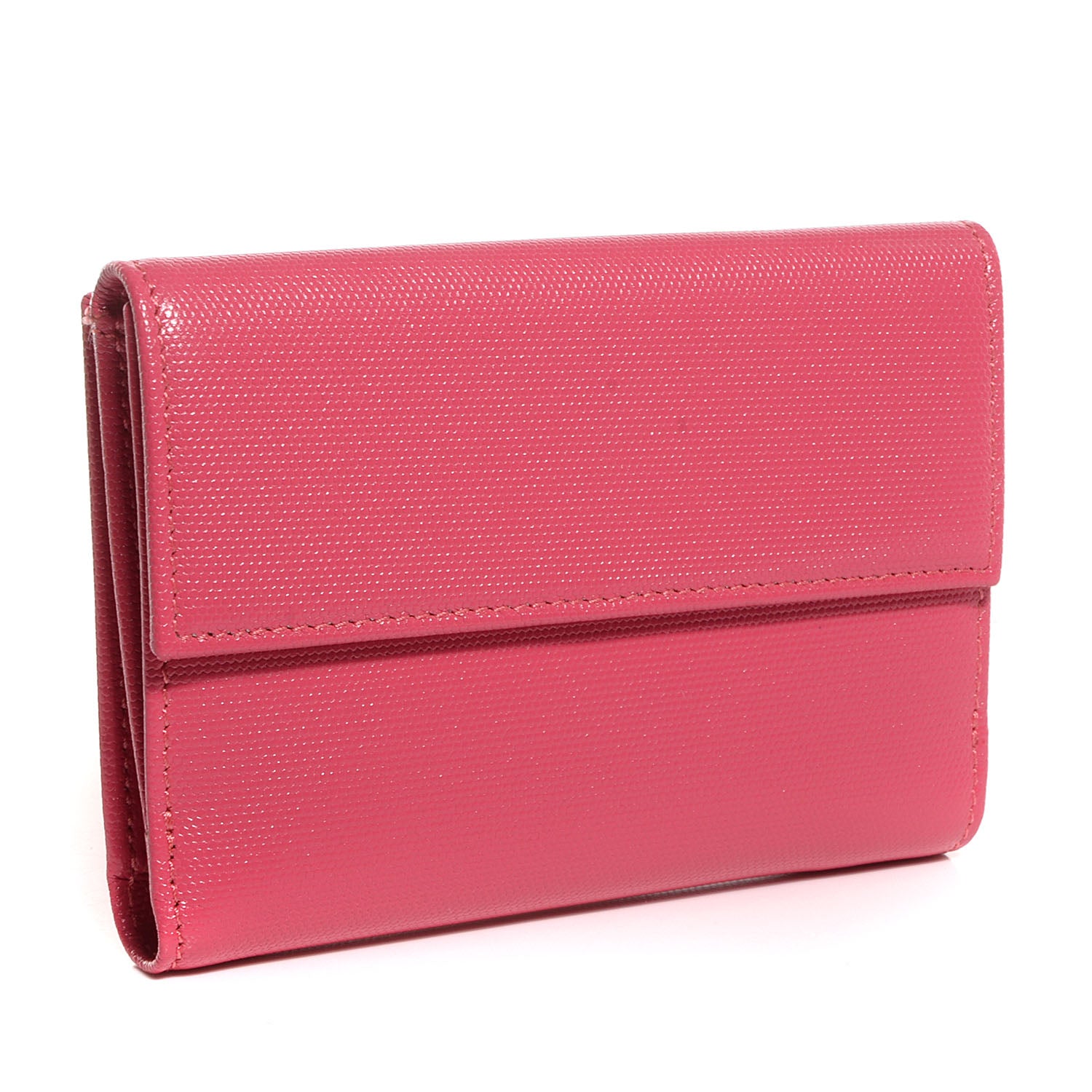 Fendi Textured Calfskin French Wallet Pink 3 of 9
