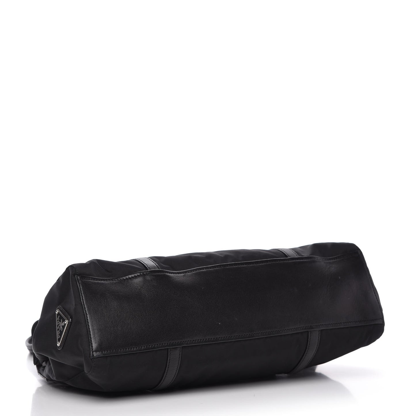 Tessuto Nylon Nappa Foldover Pushlock Satchel Black