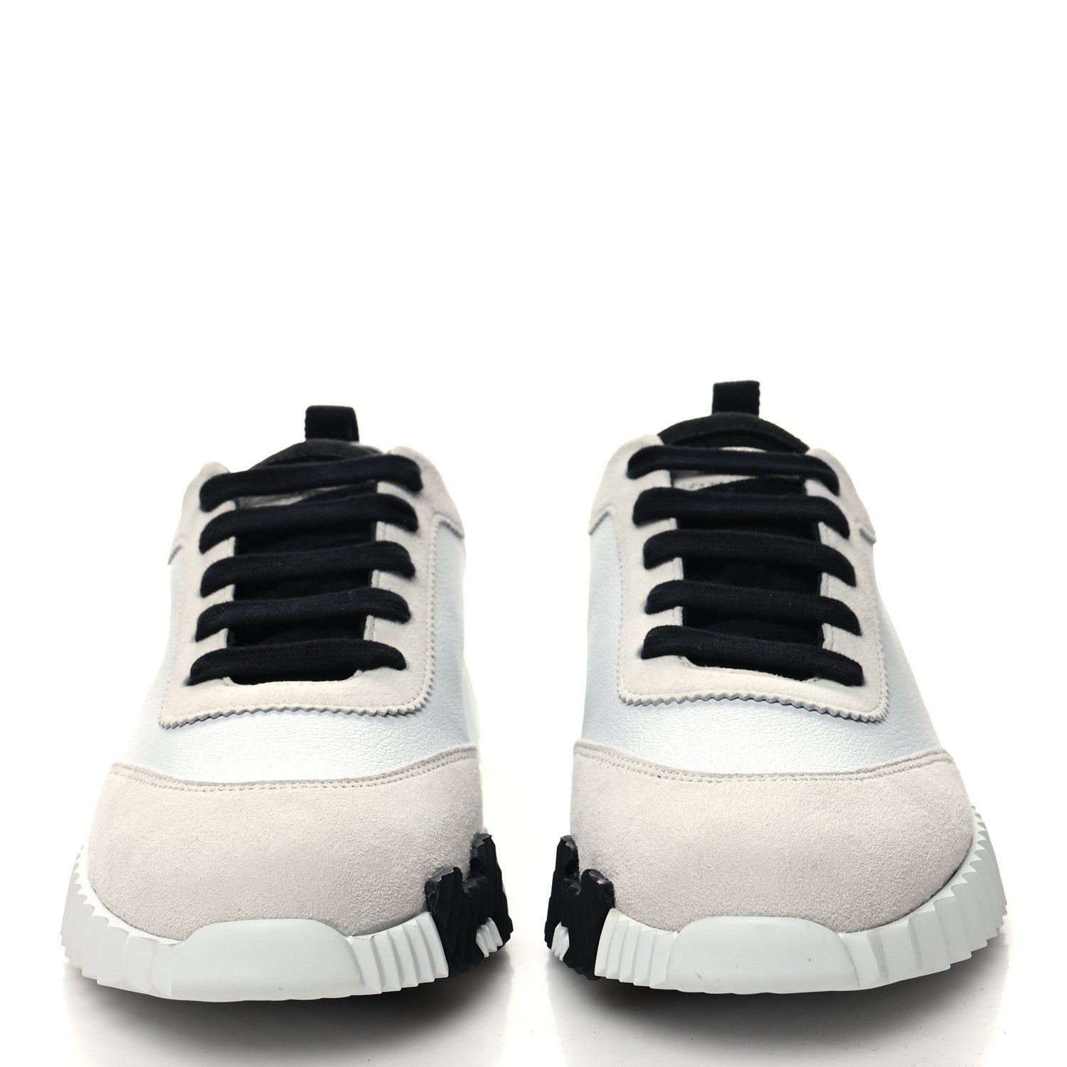 Hermes Goatskin Suede Goatskin Bouncing Sneakers 37 White Black 2 of 9