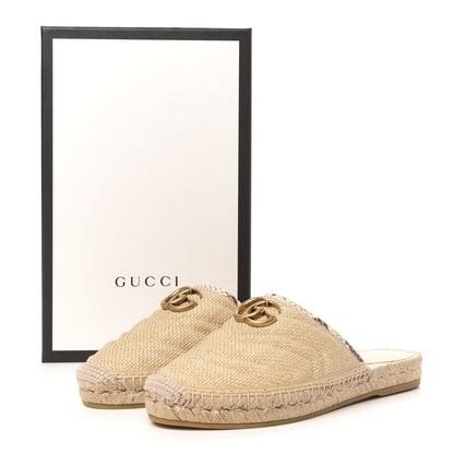 Gucci Raffia Elaphe Matelasse GG Marmont Espadrille Slippers 39 Natural Cream Brown 8 of 8