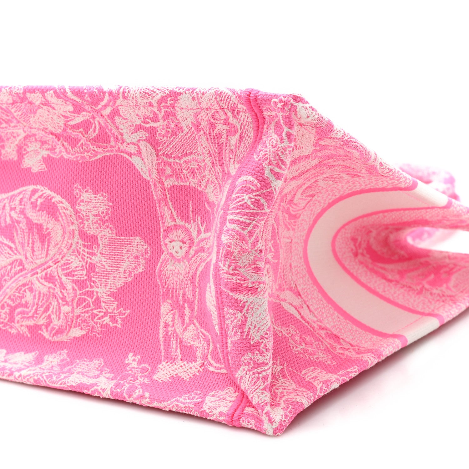 Christian Dior Canvas Embroidered Medium Dioriviera Toile De Jouy Book Tote Fluorescent Pink 10 of 11