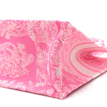 Christian Dior Canvas Embroidered Medium Dioriviera Toile De Jouy Book Tote Fluorescent Pink 10 of 11