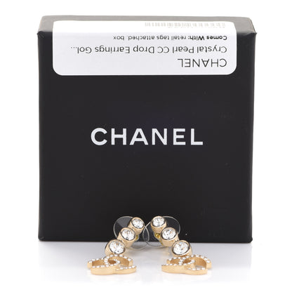 Chanel Crystal CC Drop Earrings Gold 5 of 5