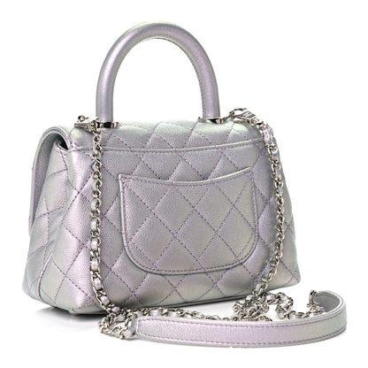 Chanel Iridescent Caviar Quilted Extra Mini Coco Handle Flap Purple 3 of 10