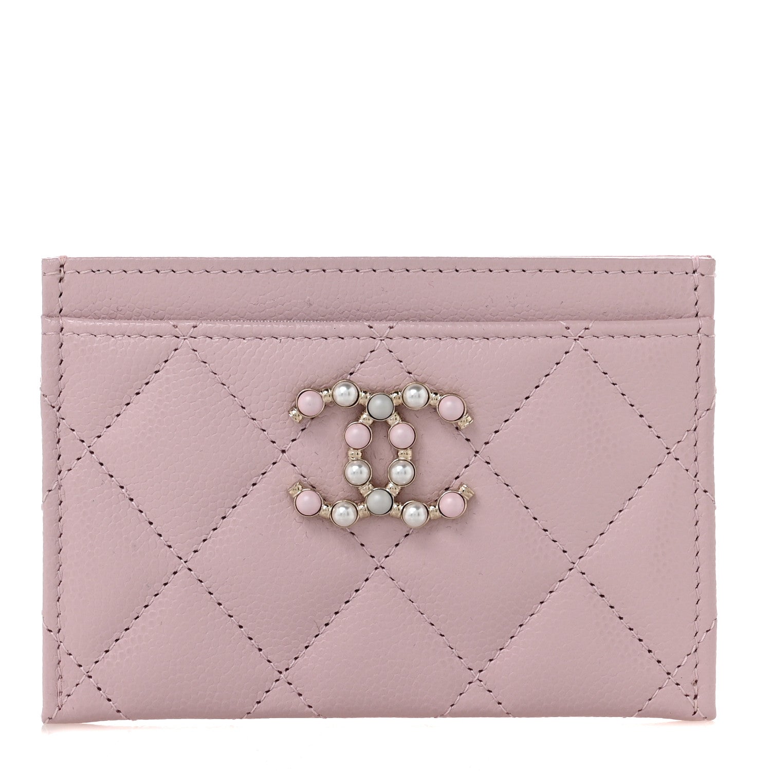 Chanel Caviar Pearl Quilted Coco Candy Card Holder Pink 1 of 10