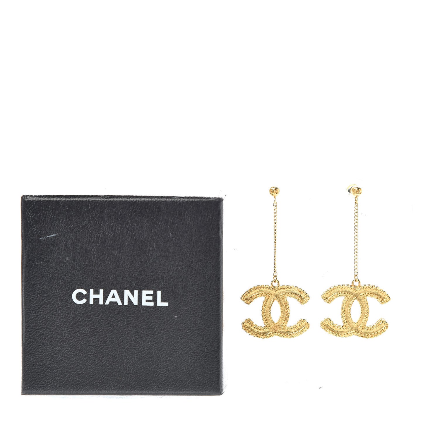 CC Drop Earrings Matte Gold
