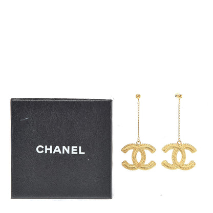 Chanel CC Drop Earrings Matte Gold 5 of 5