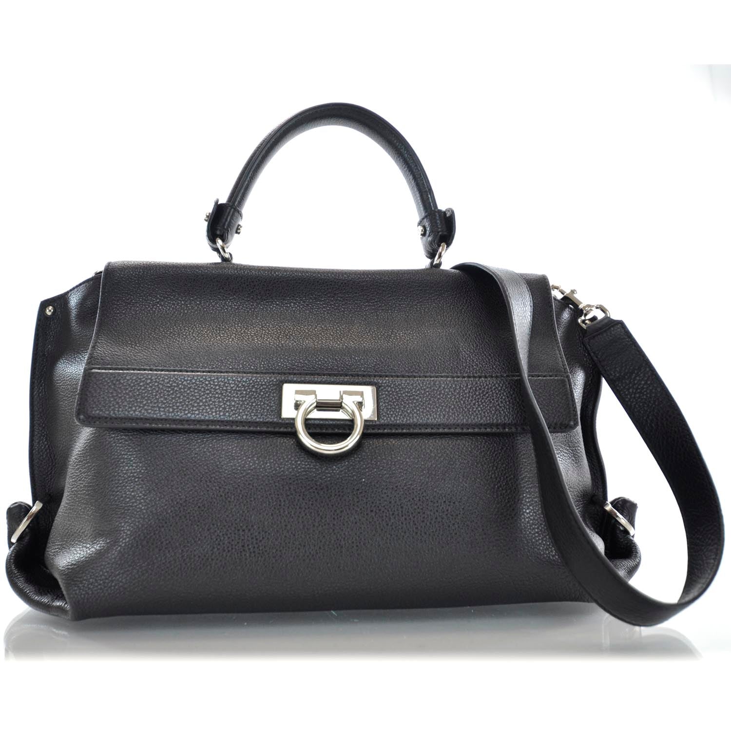 FASHIONPHILE SALVATOREFERRAGAMOLeatherSofiaBlack 1 of 10