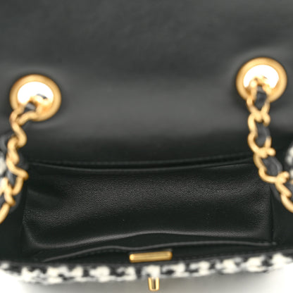 Chanel Tweed Houndstooth Mini Square Flap Black White 4 of 10