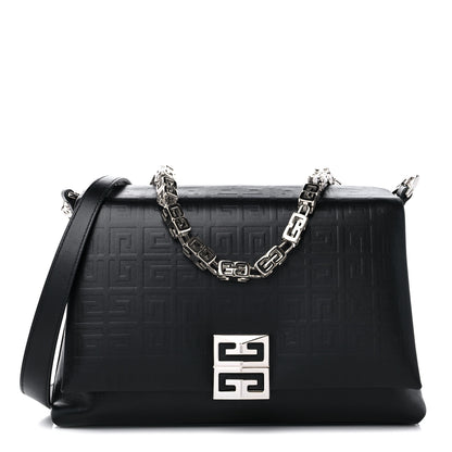 Givenchy Soft Calfskin 4G Embossed Medium Shoulder Bag Black 1 of 8
