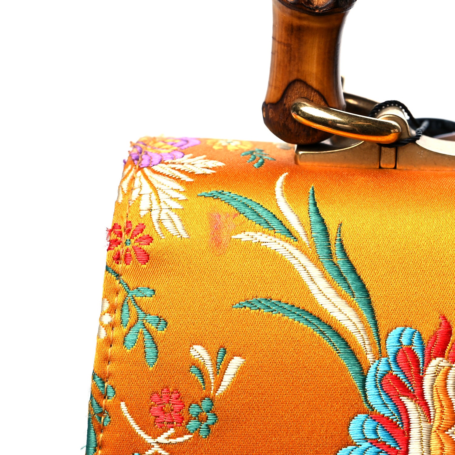 Gucci Satin Calfskin Bamboo Web Tokyo Print Medium Dionysus Top Handle Bag Giallo Multicolor Blue Agata Hibiscus Red 11 of 11