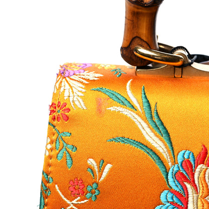 Gucci Satin Calfskin Bamboo Web Tokyo Print Medium Dionysus Top Handle Bag Giallo Multicolor Blue Agata Hibiscus Red 11 of 11