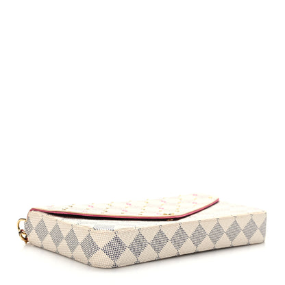 Louis Vuitton Damier Azur Studded Pochette Felicie Chain Wallet Fuchsia 5 of 9