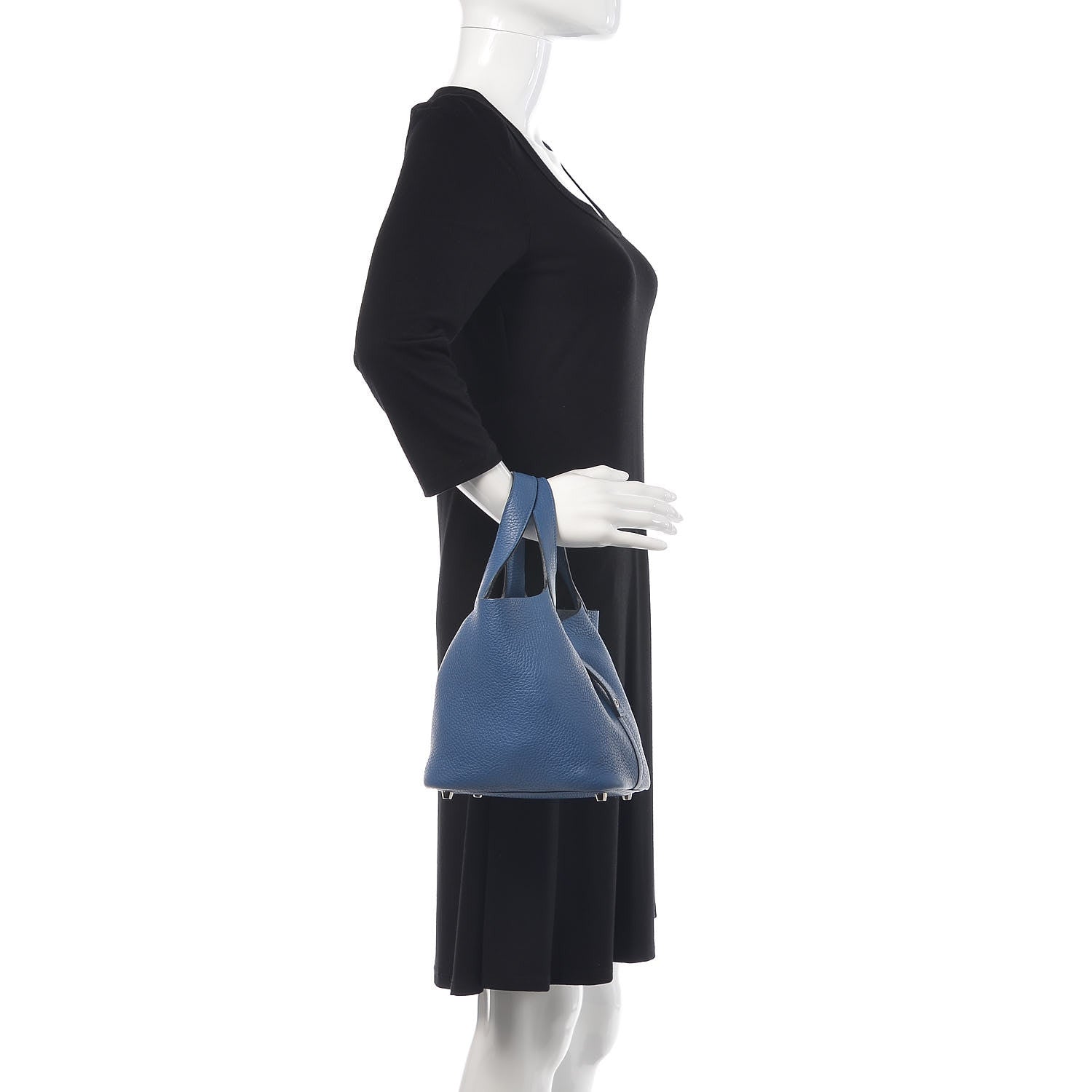 Hermes Taurillon Clemence Picotin Lock 18 PM Bleu Agate 2 of 9